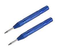 M METERXITY 2-Pack Automatic Center Punch, 133mm High Speed Steels Spring Loaded Nail Punch Tool for Steel Plate/Wooden Board/Glass, Adjustable Impact Punch Window Breaker Tool [Blue]