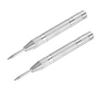 M METERXITY 2-Pack Automatic Center Punch, 133mm High Speed Steels Spring Loaded Nail Punch Tool for Steel Plate/Wooden Board/Glass, Adjustable Impact Punch Window Breaker Tool [Silver Tone]