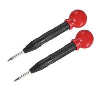 M METERXITY 2-Pack Automatic Center Punch, 133mm HSS Spring Loaded Nail Punch with Palm Cushion Cap for Steel Plate/Wooden Board/Glass, Adjustable Impact Punch Window Breaker Tool [Black]