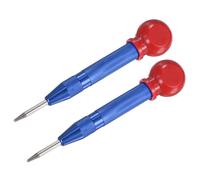 M METERXITY 2-Pack Automatic Center Punch, 133mm HSS Spring Loaded Nail Punch with Palm Cushion Cap for Steel Plate/Wooden Board/Glass, Adjustable Impact Punch Window Breaker Tool [Blue]