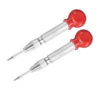 M METERXITY 2-Pack Automatic Center Punch, 133mm HSS Spring Loaded Nail Punch with Palm Cushion Cap for Steel Plate/Wooden Board/Glass, Adjustable Impact Punch Window Breaker [Silver Tone]