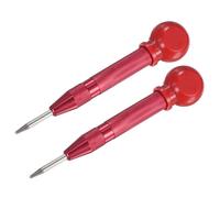 M METERXITY 2-Pack Automatic Center Punch, 133mm HSS Spring Loaded Nail Punch with Palm Cushion Cap for Steel Plate/Wooden Board/Glass, Adjustable Impact Punch Window Breaker Tool [Red]