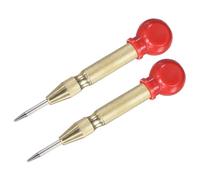 M METERXITY 2-Pack Automatic Center Punch, 133mm HSS Spring Loaded Nail Punch with Palm Cushion Cap for Steel Plate/Wooden Board/Glass, Adjustable Impact Punch Window Breaker Tool [Gold Tone]