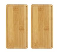 M METERXITY 2-Pack Bamboo Plant Saucer, 6.9x3.5 Inch Plant Saucer Rectangular Bamboo Tray Plant Plates for Flower Pots/Succulent Pots, Planter Pot Tray [Natural Color]