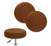 M METERXITY 2-Pack Bar Stool Covers Round 12-14 inch Velvet, Brown