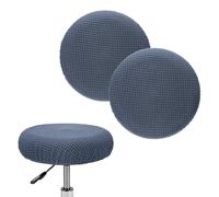 M METERXITY 2-Pack Bar Stool Covers Round, for 12-14 Inch Polyester Corn Grid Seat Covers with Elastic Bands for Bar Stool/Round Cushion [Metallic Gray]