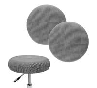 M METERXITY 2-Pack Bar Stool Covers Round, for 12-14 Inch Polyester Corn Grid Seat Covers with Elastic Bands for Bar Stool/Round Cushion [Gray]