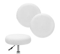 M METERXITY 2-Pack Bar Stool Covers Round, for 12-14 Inch Polyester Corn Grid Seat Covers with Elastic Bands for Bar Stool/Round Cushion [Jade White]