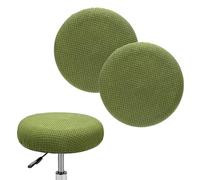 M METERXITY 2-Pack Bar Stool Covers Round, for 12-14 Inch Polyester Corn Grid Seat Covers with Elastic Bands for Bar Stool/Round Cushion [Yellow Green]
