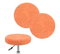 M METERXITY 2-Pack Bar Stool Covers Round, for 12-14 Inch Polyester Leaf Pattern Seat Covers with Elastic Bands for Bar Stool/Round Cushion [Orange]
