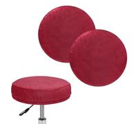 M METERXITY 2-Pack Bar Stool Covers Round, for 12-14 Inch Velvet Washable Stool Cushion Slipcover with Elastic Bands for Bar Stool/Round Cushion [Wine Red]