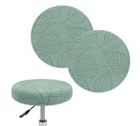 M METERXITY 2-Pack Bar Stool Covers Round, for 14-16 Inch Polyester Leaf Pattern Seat Covers with Elastic Bands for Bar Stool/Round Cushion [Bean Green]