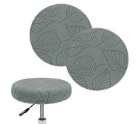 M METERXITY 2-Pack Bar Stool Covers Round, for 14-16 Inch Polyester Leaf Pattern Seat Covers with Elastic Bands for Bar Stool/Round Cushion [Dark Gray]