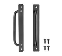 M METERXITY 2-Pack Barn Door Handles, 6.3Inch/160mm Hole Center Aluminium Alloy Gate Handle with Mounting Screws for Bathroom/Wardrobe/Closet/Kitchen, Sliding Door Handle with Plate [Black]