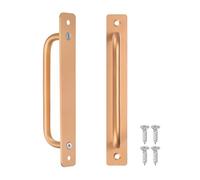 M METERXITY 2-Pack Barn Door Handles, 6.3Inch/160mm Hole Center Aluminium Alloy Gate Handle with Mounting Screws for Bathroom/Wardrobe/Closet/Kitchen, Sliding Door Handle with Plate [Gold]