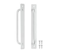 M METERXITY 2-Pack Barn Door Handles, 7.56Inch/192mm Hole Center Aluminium Alloy Gate Handle with Mounting Screws for Bathroom/Wardrobe/Closet/Kitchen, Sliding Door Handle with Plate [Silver]