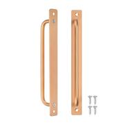 M METERXITY 2-Pack Barn Door Handles, 8.83Inch/224mm Hole Center Aluminium Alloy Gate Handle with Mounting Screws for Bathroom/Wardrobe/Closet/Kitchen, Sliding Door Handle with Plate [Gold]