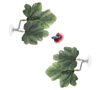 M METERXITY 2-Pack Betta Fish Leaf Pad, Hammock Plant Leaf Pad, Realistic Resting Fish Rest Bed for Fish Tank Decorations/Aquarium Accessories/Spawning Grounds [Green, Grape Leaves-Shaped]