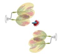 M METERXITY 2-Pack Betta Fish Leaf Pad Heart Shaped, Pink Gradient