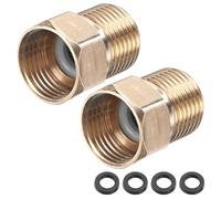 M METERXITY 2-Pack Brass Check Valve, 1/2" Female to 1/2" Male Thread One Way Non-Return Backflow Preventer Valve for Water Tower/Water Heater/Oil/Fuel/Toilets [Gold Tone]