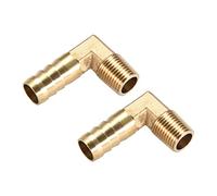 M METERXITY 2 Pack Brass Hose Barb Fittings - 90 Degree Elbow Brass 12mm Barbed Reducer Apply to Water Fuel (1/4 PT Male Pipe)