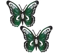 M METERXITY 2 Pack Butterfly Art Wall Decor, Metal Butterfly Wall Decor, Hanging Decorative Hanging Sculpture for Indoor & Outdoor, Fence Yard Patio Garden [ Green, 3.54''x4.33'']
