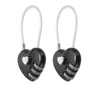 M METERXITY 2-Pack Combination Padlock, Zinc Alloy 3 Digit Password Heart Shaped Cable Luggage Combo Lock for Suitcase/Gym Locker/Backpack, Outdoor Keyless Lock [Black]