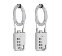 M METERXITY 2-Pack Combination Padlock, Zinc Alloy 4 Digit Password 20 in Cable Luggage Combo Lock for Suitcase/Gym Locker/Backpack, Outdoor Keyless Lock [Silver Grey]