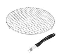 M METERXITY 2-Pack Cooling Rack, 10.6" Round 201 Stainless Steel Baking Rack with Grill Grate Lifter Gripper for Grilling/Cooking/Steaming/Baking, Cross Wire Grate Cooling Rack [Silver Tone]