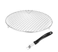 M METERXITY 2-Pack Cooling Rack, 11.6" Round 201 Stainless Steel Baking Rack with Grill Grate Lifter Gripper for Grilling/Cooking/Steaming/Baking, Cross Wire Grate Cooling Rack [Silver Tone]