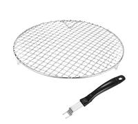 M METERXITY 2-Pack Cooling Rack, 11" Round 201 Stainless Steel Baking Rack with Grill Grate Lifter Gripper for Grilling/Cooking/Steaming/Baking, Cross Wire Grate Cooling Rack [Silver Tone]