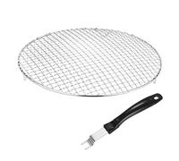 M METERXITY 2-Pack Cooling Rack, 13.8" Round 201 Stainless Steel Baking Rack with Grill Grate Lifter Gripper for Grilling/Cooking/Steaming/Baking, Cross Wire Grate Cooling Rack [Silver Tone]