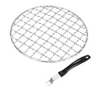 M METERXITY 2-Pack Cooling Rack, 5.1" Round 201 Stainless Steel Baking Rack with Grill Grate Lifter Gripper for Grilling/Cooking/Steaming/Baking, Cross Wire Grate Cooling Racks [Silver Tone]