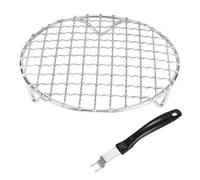 M METERXITY 2-Pack Cooling Rack, 5.9" Round 201 Stainless Steel Baking Rack with Grill Grate Lifter Gripper for Grilling/Cooking/Steaming/Baking, Cross Wire Grate Cooling Rack [Silver Tone]