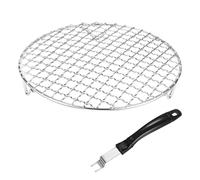 M METERXITY 2-Pack Cooling Rack, 7.9" Round 201 Stainless Steel Baking Rack with Grill Grate Lifter Gripper for Grilling/Cooking/Steaming/Baking, Cross Wire Grate Cooling Rack [Silver Tone]