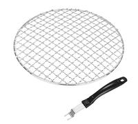 M METERXITY 2-Pack Cooling Rack, 8.7" Round 201 Stainless Steel Baking Rack with Grill Grate Lifter Gripper for Grilling/Cooking/Steaming/Baking, Cross Wire Grate Cooling Racks [Silver Tone]