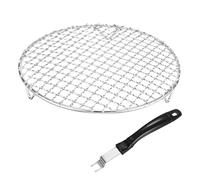 M METERXITY 2-Pack Cooling Rack, 9.1" Round 201 Stainless Steel Baking Rack with Grill Grate Lifter Gripper for Grilling/Cooking/Steaming/Baking, Cross Wire Grate Cooling Rack [Silver Tone]