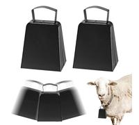 M METERXITY 2-Pack Cow Horse Sheep Grazing Copper Bells, 1.6" Inner Diameter Hole Cattle Goat Farm Loud Bronze Bell for Cow/Horse/Sheep/Cats/Small Pets Anti-Theft Accessories [Black]
