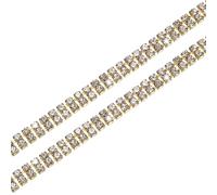 M METERXITY 2-Pack Crystal Rhinestone Close Chain Trim, 2 Rows 1 Yard 8 mm Dress Embellishments, Sparkly Diamond Strips Applique Embellishment for Craft/Sewing/Wedding [Gold]