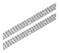 M METERXITY 2-Pack Crystal Rhinestone Close Chain Trim, 3 Rows 1 Yard 8 mm Dress Embellishments, Sparkly Diamond Strips Applique Embellishment for Craft/Sewing/Wedding [Silver]