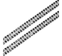 M METERXITY 2-Pack Crystal Rhinestone Close Chain Trim, 3 Rows 1 Yard 8 mm Dress Embellishments, Sparkly Diamond Strips Applique Embellishment for Craft/Sewing/Wedding [Black,White,Black]