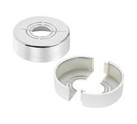 M METERXITY 2-Pack Cuttable Wall Split Flange, for 0.8/1/1.2 Inch(20/25/32mm) OD Pipe ABS Escutcheon Plate Round Plumbing Cover Plates for Water Pipe/Faucet [20mm Height, Silver Tone]