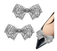 M METERXITY 2-Pack Decorative Rhinestone Bow Shoe Clips, Zinc Alloy Removable Fashion Crystal Flower Shoe Clips Buckle for Women Dress/Shoes/Heel, Party Glitter Charm Accessories [Black]