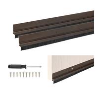 M METERXITY 2-Pack Door Brush Bottom Sweep, 39" L x 1.4" W H-Shape Aluminum Alloy Base with 0.4" Nylon Brush for Industrial/Home/Garage Door Seal, Strong Adhesive Weather Stripping Kit[Brown]
