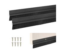 M METERXITY 2-Pack Door Brush Bottom Sweep, 39" L x 1.8" W H-Shape Aluminum Alloy Base with 0.8" Nylon Brush for Industrial/Home/Garage Door Seal, Strong Adhesive Weather Stripping [Black]
