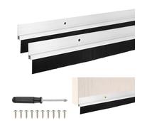 M METERXITY 2-Pack Door Brush Bottom Sweep, 39" L x 1.8" W H-Shape Aluminum Alloy Base with 0.8" Nylon Brush for Industrial/Home/Garage Door Seal, Strong Adhesive Weather Stripping Kit[Silver]