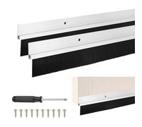 M METERXITY 2-Pack Door Brush Bottom Sweep, 39" L x 2.2" W H-Shape Aluminum Alloy Base with 1.2" Nylon Brush for Industrial/Home/Garage Door Seal, Strong Adhesive Weather Stripping Kit[Silver]