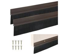 M METERXITY 2-Pack Door Brush Bottom Sweep, 39" L x 2.6" W H-Shape Aluminum Alloy Base with 1.6" Nylon Brush for Industrial/Home/Garage Door Seal, Strong Adhesive Weather Stripping [Brown]