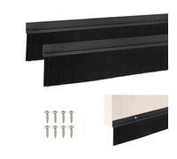 M METERXITY 2-Pack Door Brush Bottom Sweep, 39" L x 3.7" W H-Shape Aluminum Alloy Base with 2.8" Nylon Brush for Industrial/Home/Garage Door Seal, Strong Adhesive Weather Stripping [Black]