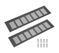 M METERXITY 2-Pack Door Vents for Interior Doors, 12 x 3 Inch/ 300 x 80mm Aluminum Alloy Ventilation Grille for Cabinet/Wardrobe/Shoe Cabinet, Rectangle Air Vent with 8 Screws [Black]
